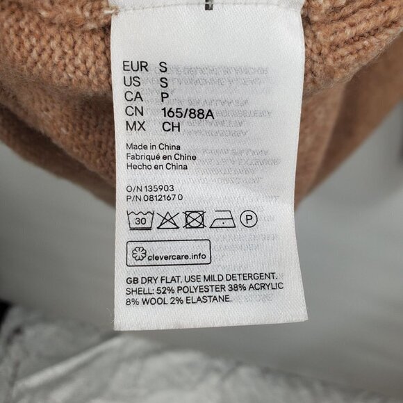 H&M Knitted Cowl Neck Long Jumper Sweater Dress Oversize Soft Small Womens Tan - Picture 9 of 10